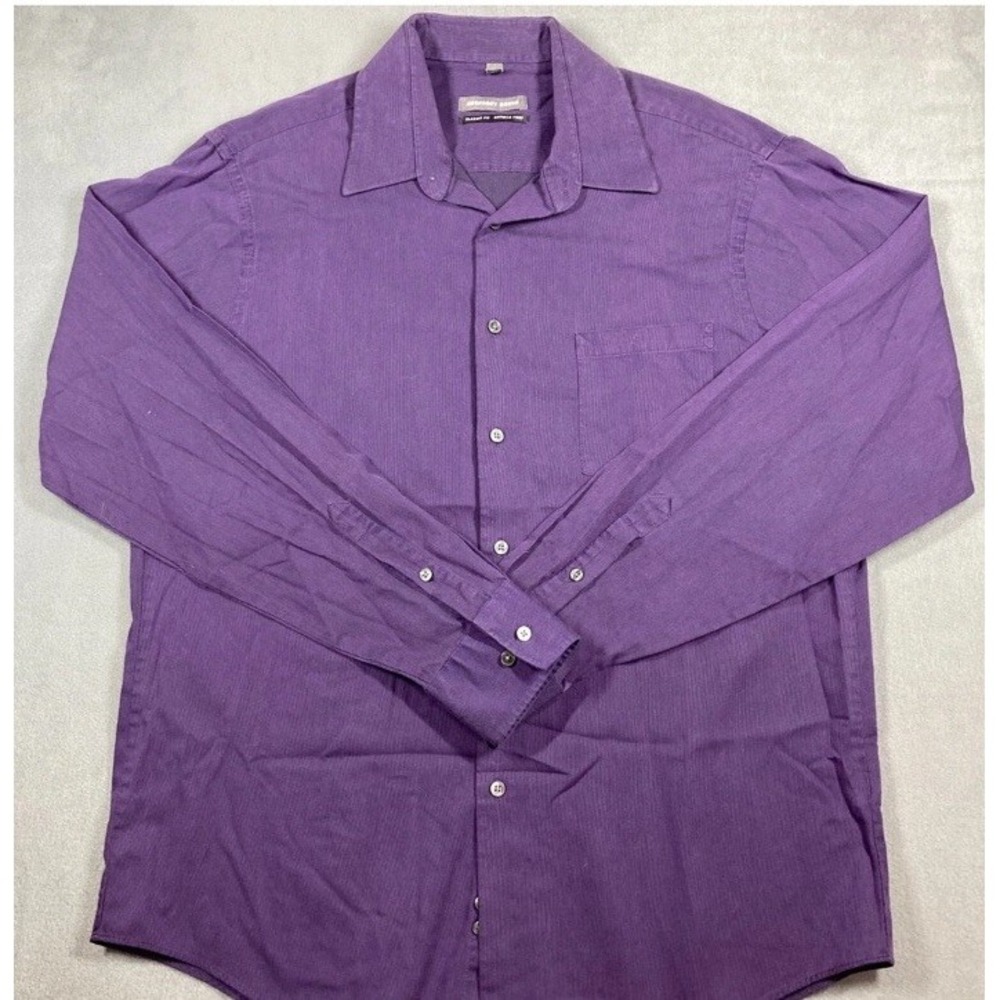 Geoffrey‎ Beene Mens Purple 14 34/35 Wrinkle Free Long Sleeve Dress Shirt